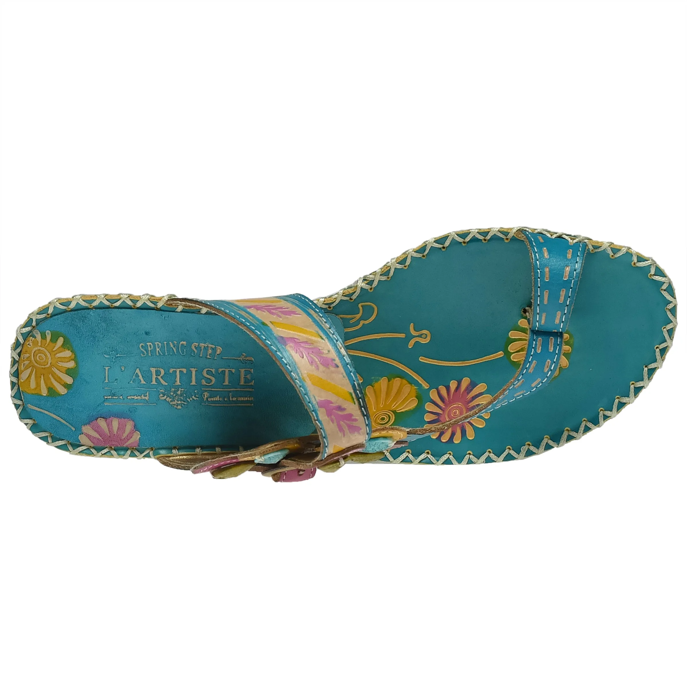 Spring Step Shoes L'Artiste Santorini Slide Sandal Women’s Hand Painted Leather