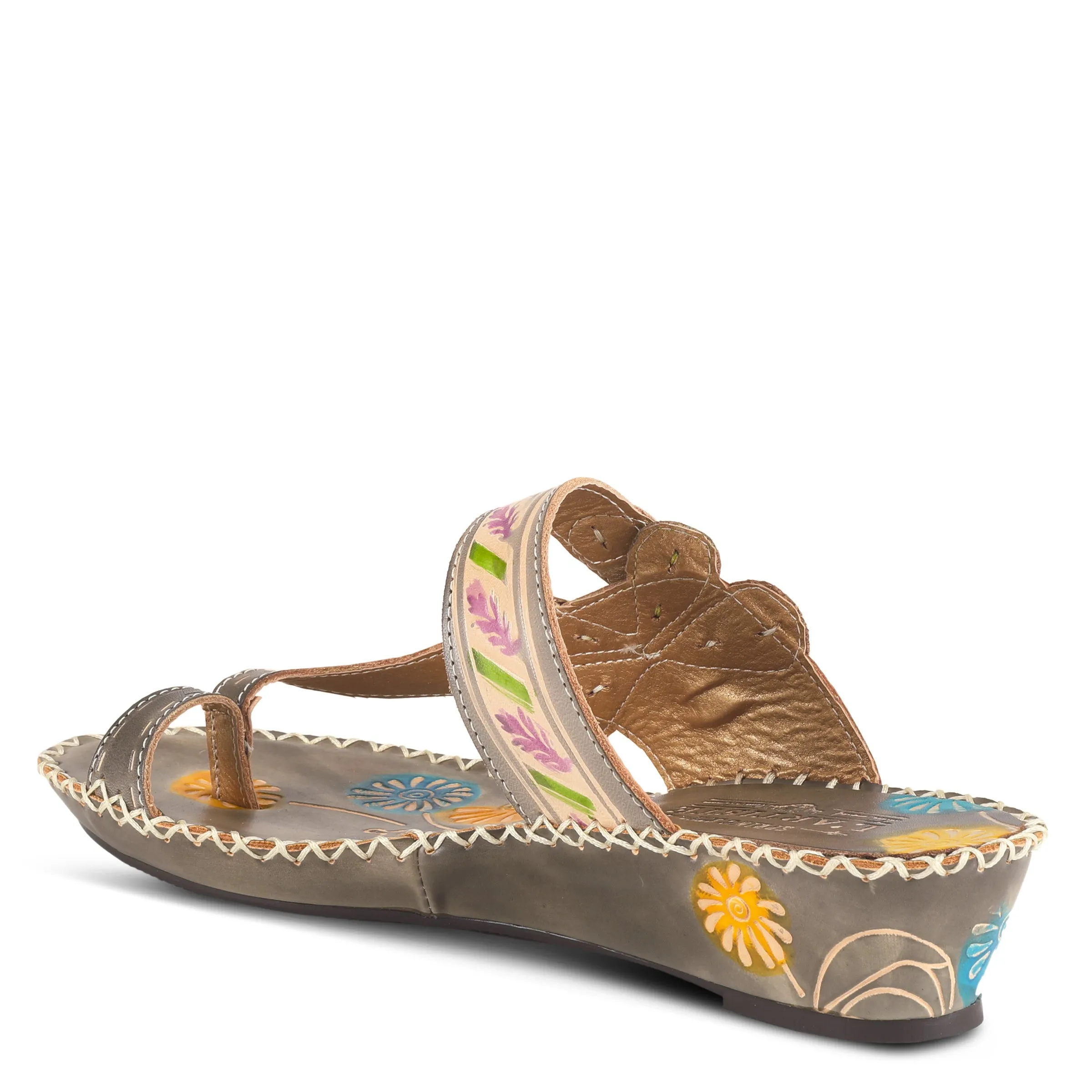 Spring Step Shoes L'Artiste Santorini Slide Sandal Women’s Hand Painted Leather