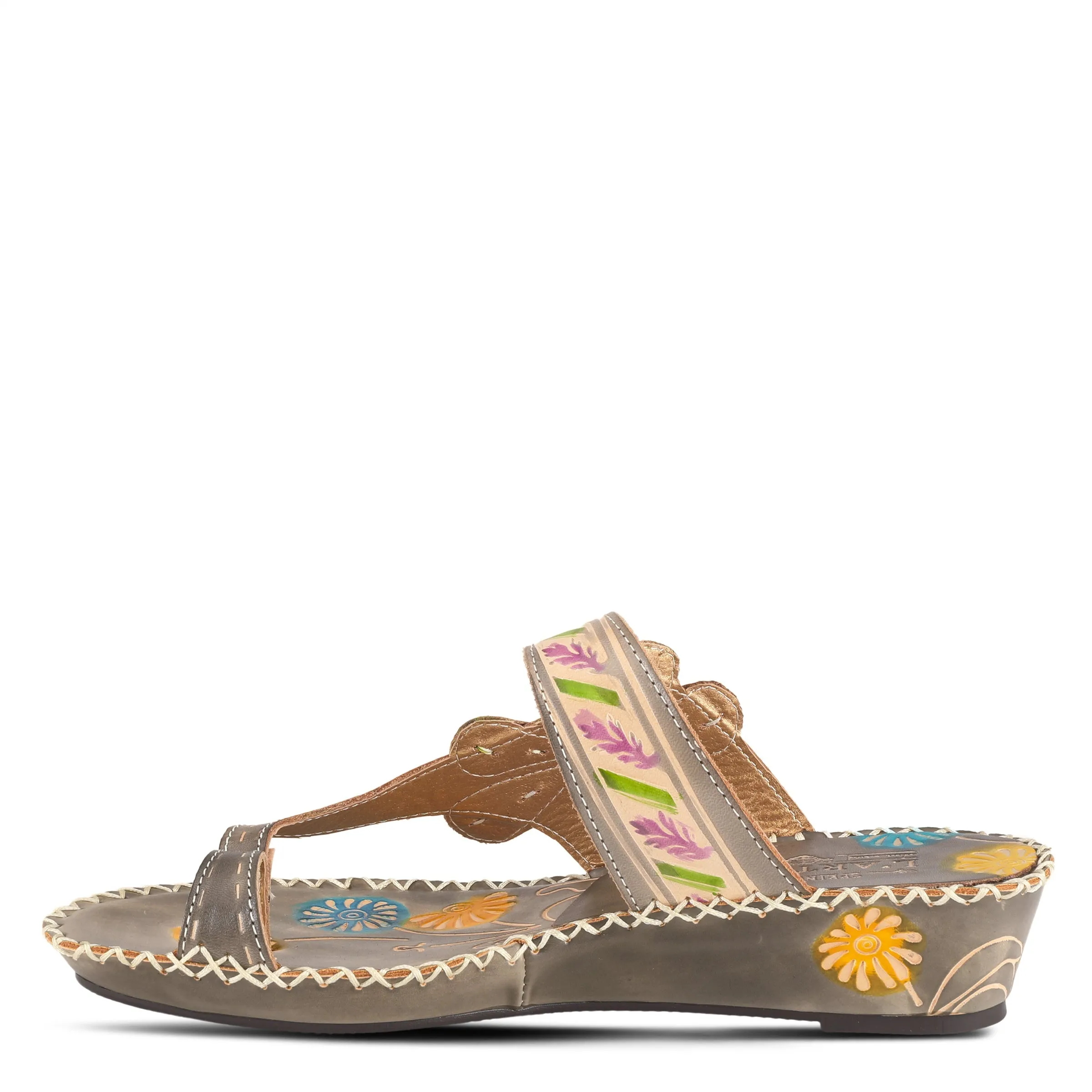 Spring Step Shoes L'Artiste Santorini Slide Sandal Women’s Hand Painted Leather