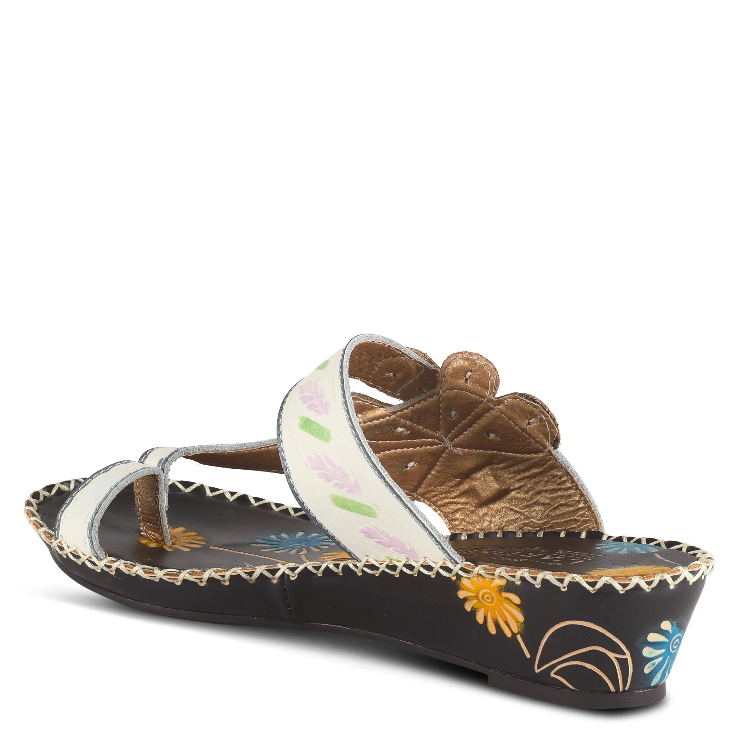 Spring Step Shoes L'Artiste Santorini Slide Sandal Women’s Hand Painted Leather