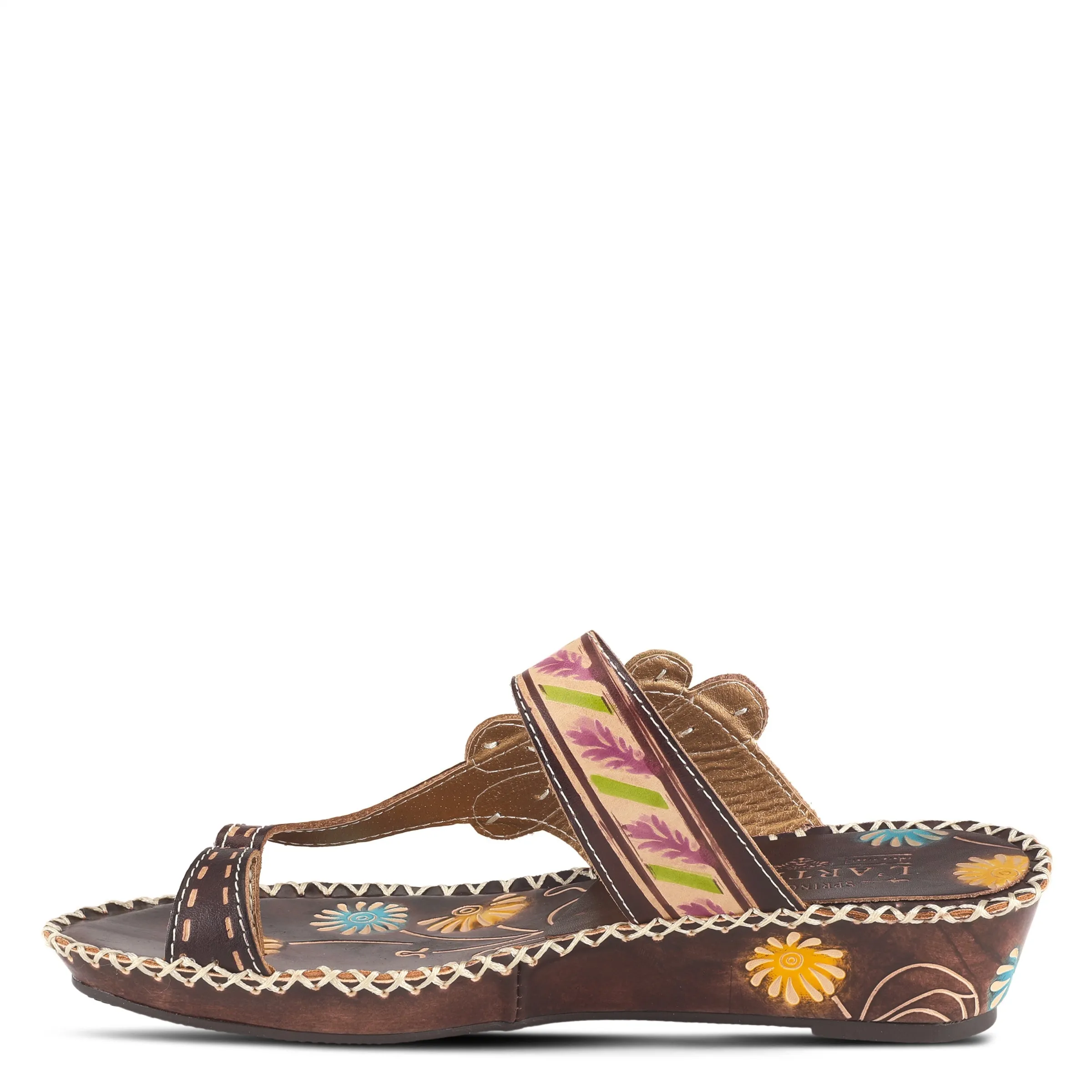 Spring Step Shoes L'Artiste Santorini Slide Sandal Women’s Hand Painted Leather