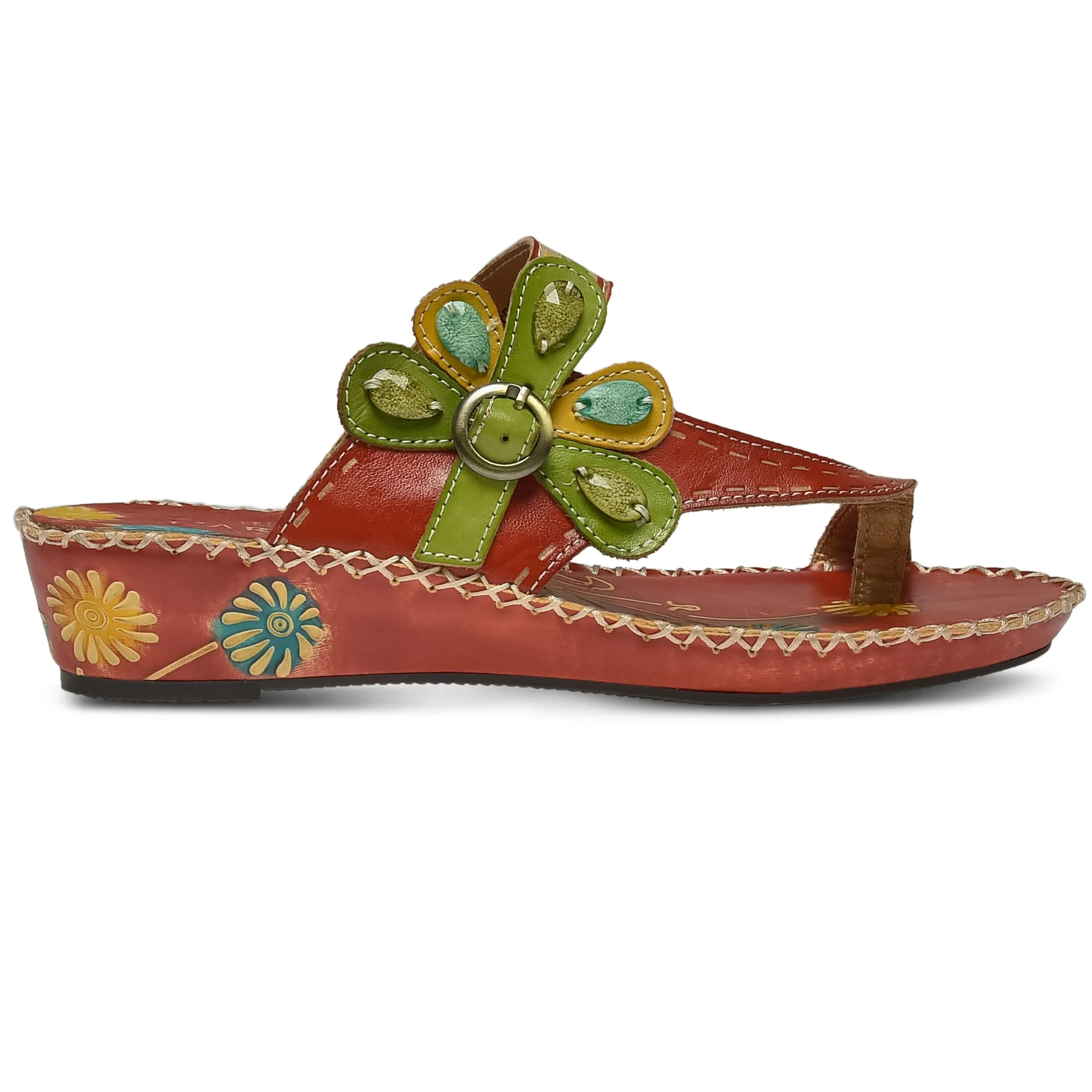 Spring Step Shoes L'Artiste Santorini Slide Sandal Women’s Hand Painted Leather