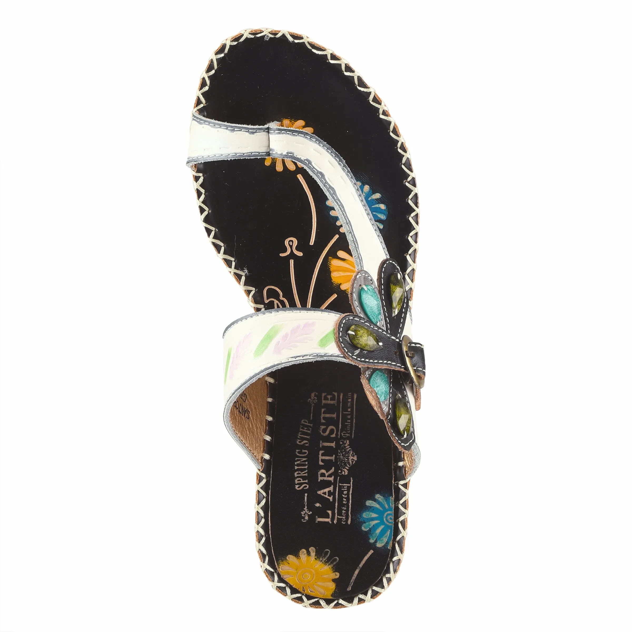Spring Step Shoes L'Artiste Santorini Slide Sandal Women’s Hand Painted Leather
