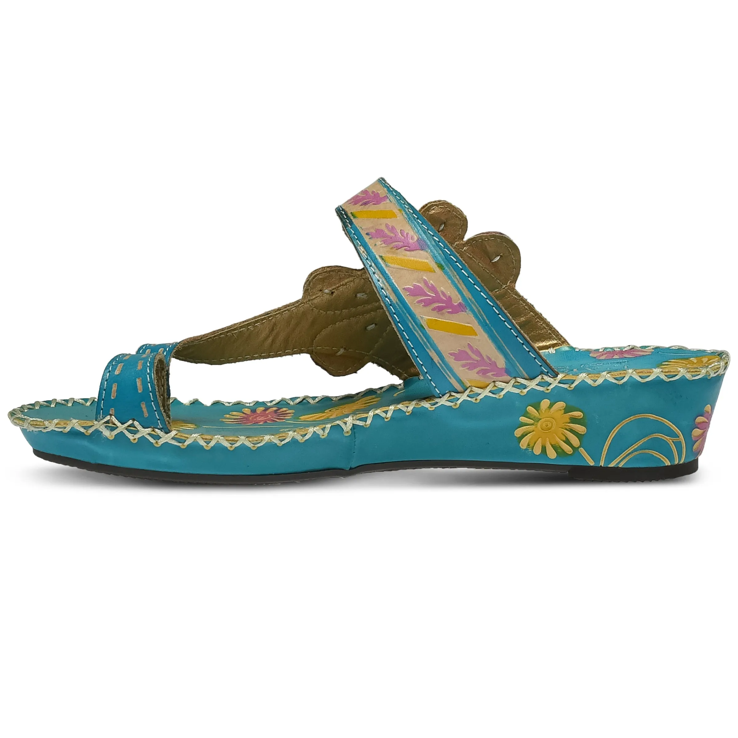 Spring Step Shoes L'Artiste Santorini Slide Sandal Women’s Hand Painted Leather