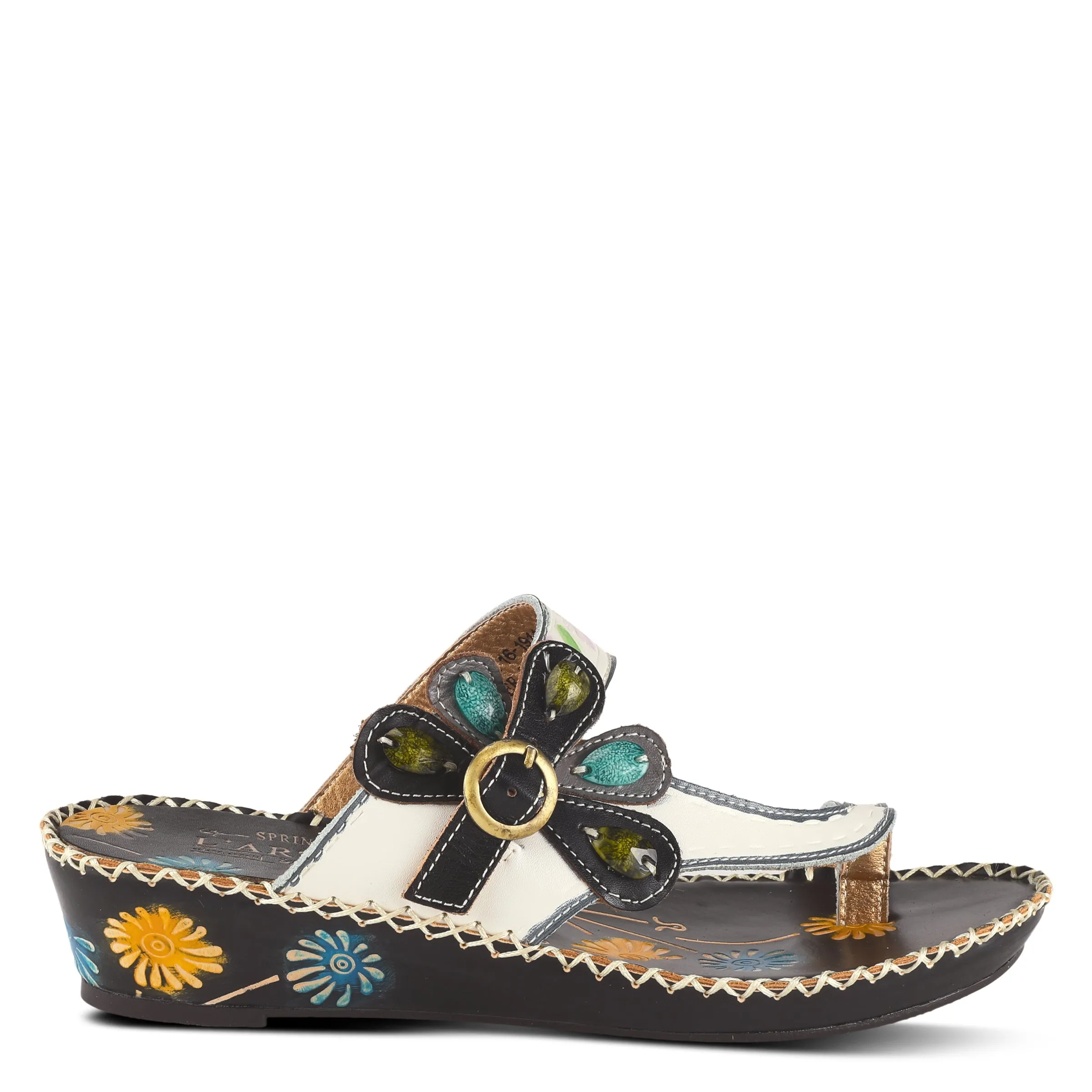 Spring Step Shoes L'Artiste Santorini Slide Sandal Women’s Hand Painted Leather