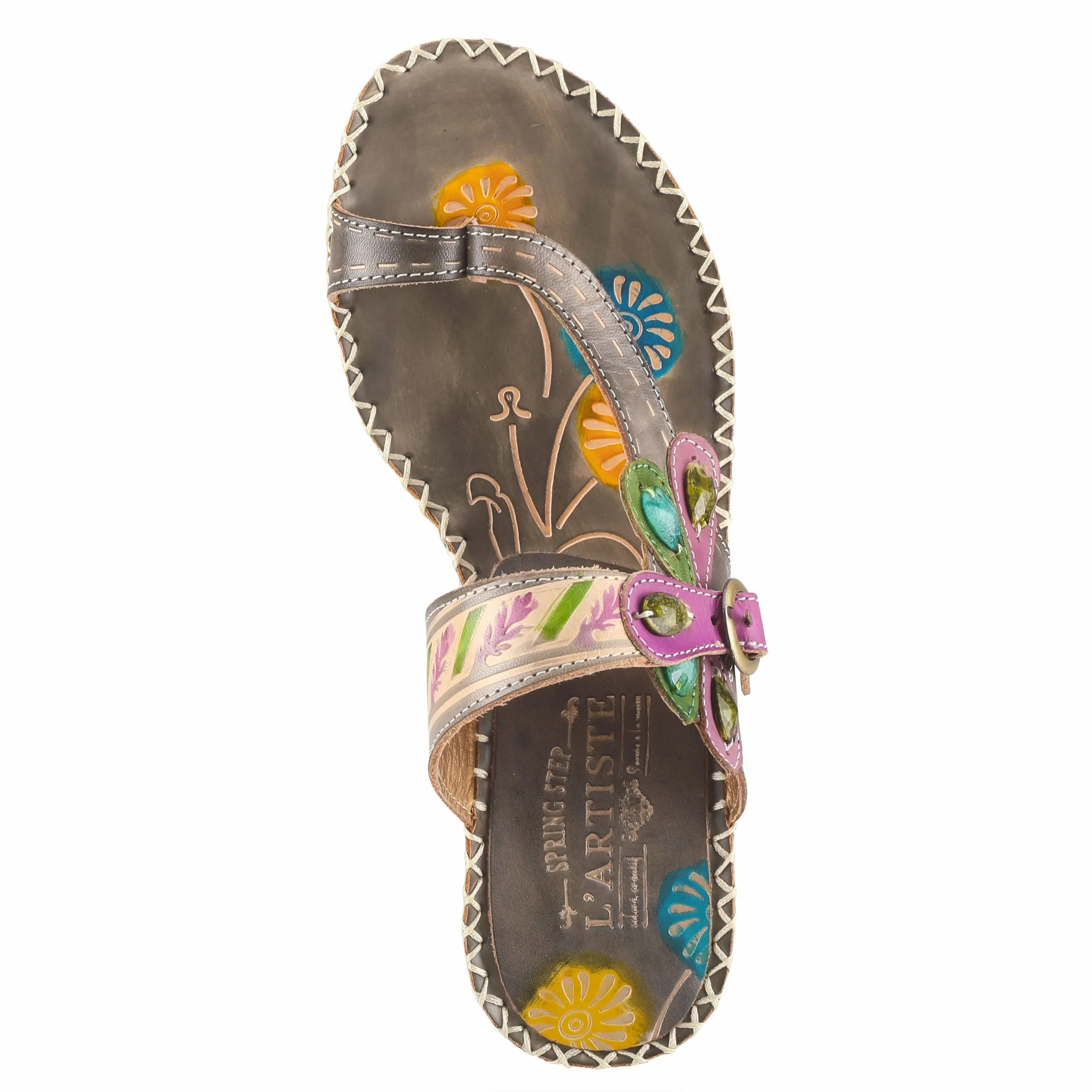 Spring Step Shoes L'Artiste Santorini Slide Sandal Women’s Hand Painted Leather