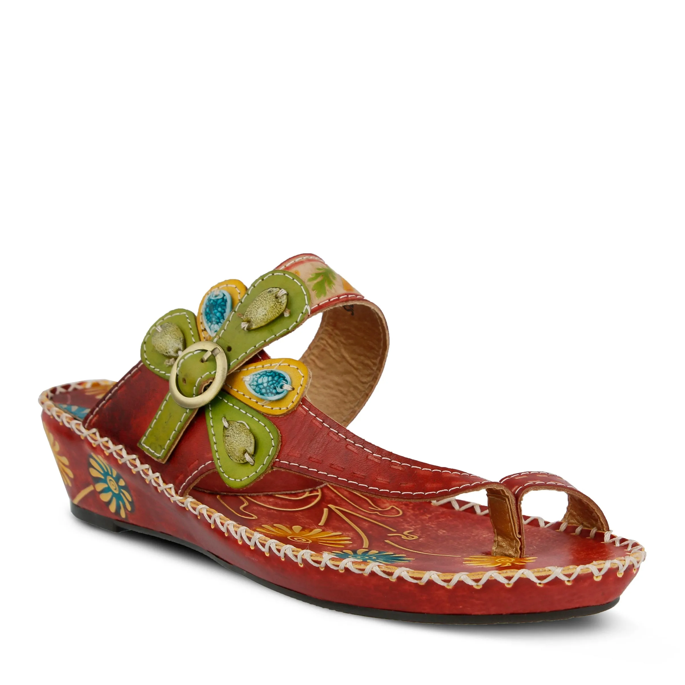 Spring Step Shoes L'Artiste Santorini Slide Sandal Women’s Hand Painted Leather