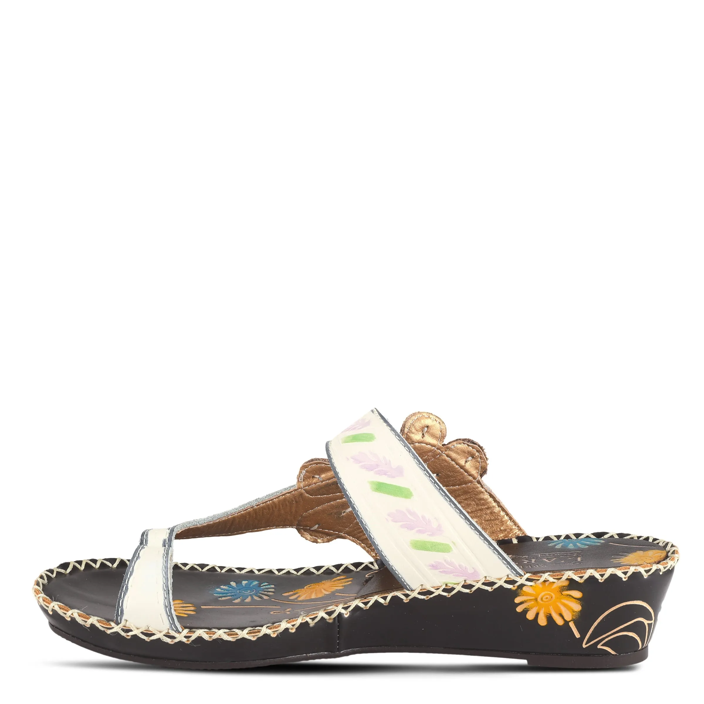 Spring Step Shoes L'Artiste Santorini Slide Sandal Women’s Hand Painted Leather