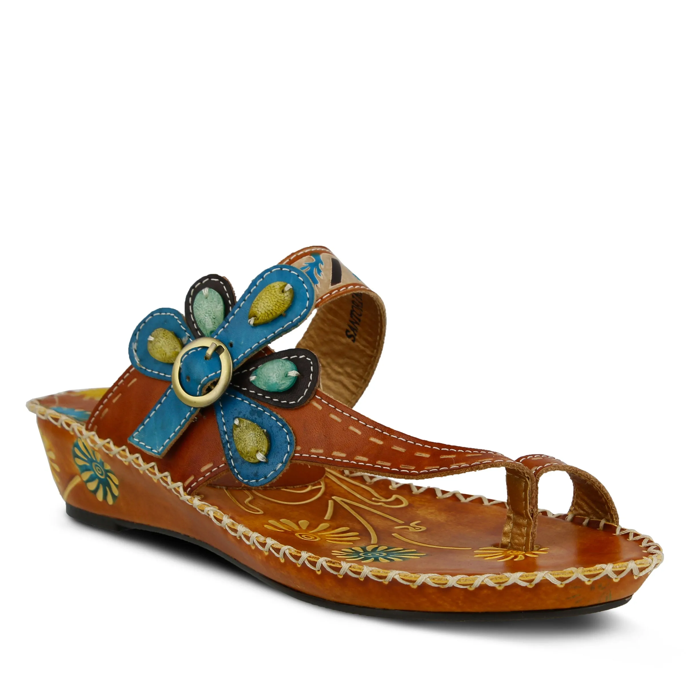 Spring Step Shoes L'Artiste Santorini Slide Sandal Women’s Hand Painted Leather