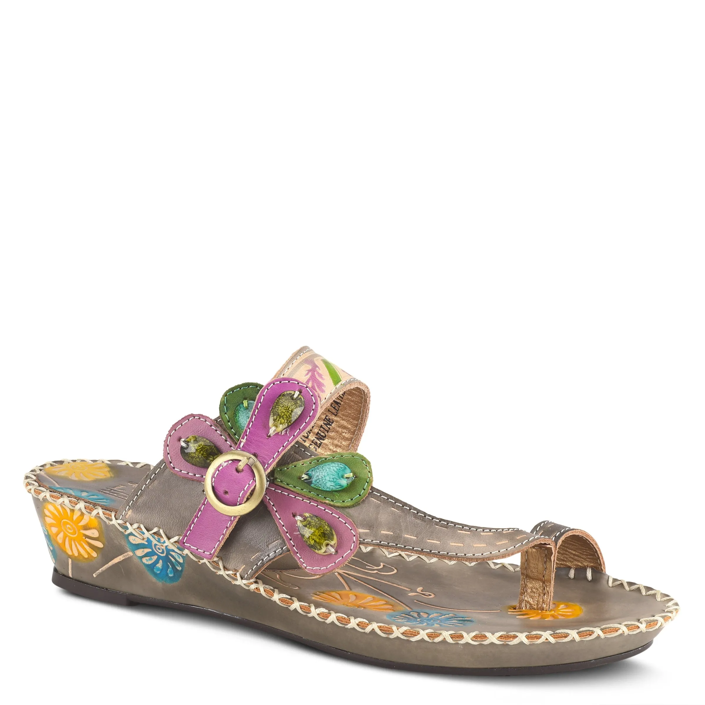 Spring Step Shoes L'Artiste Santorini Slide Sandal Women’s Hand Painted Leather