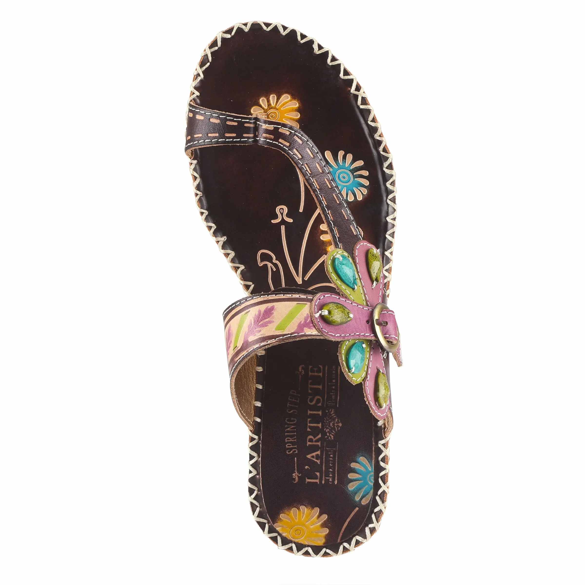 Spring Step Shoes L'Artiste Santorini Slide Sandal Women’s Hand Painted Leather