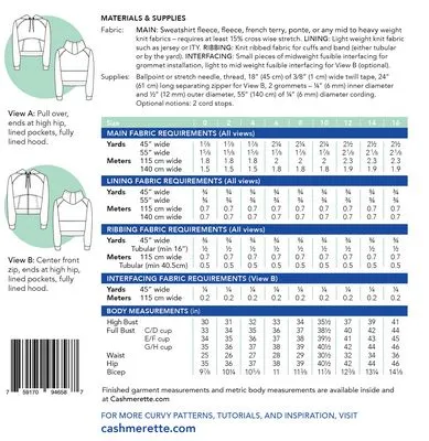 Stanton Hoodie Pattern, sizes 0-16 by Cashmerette