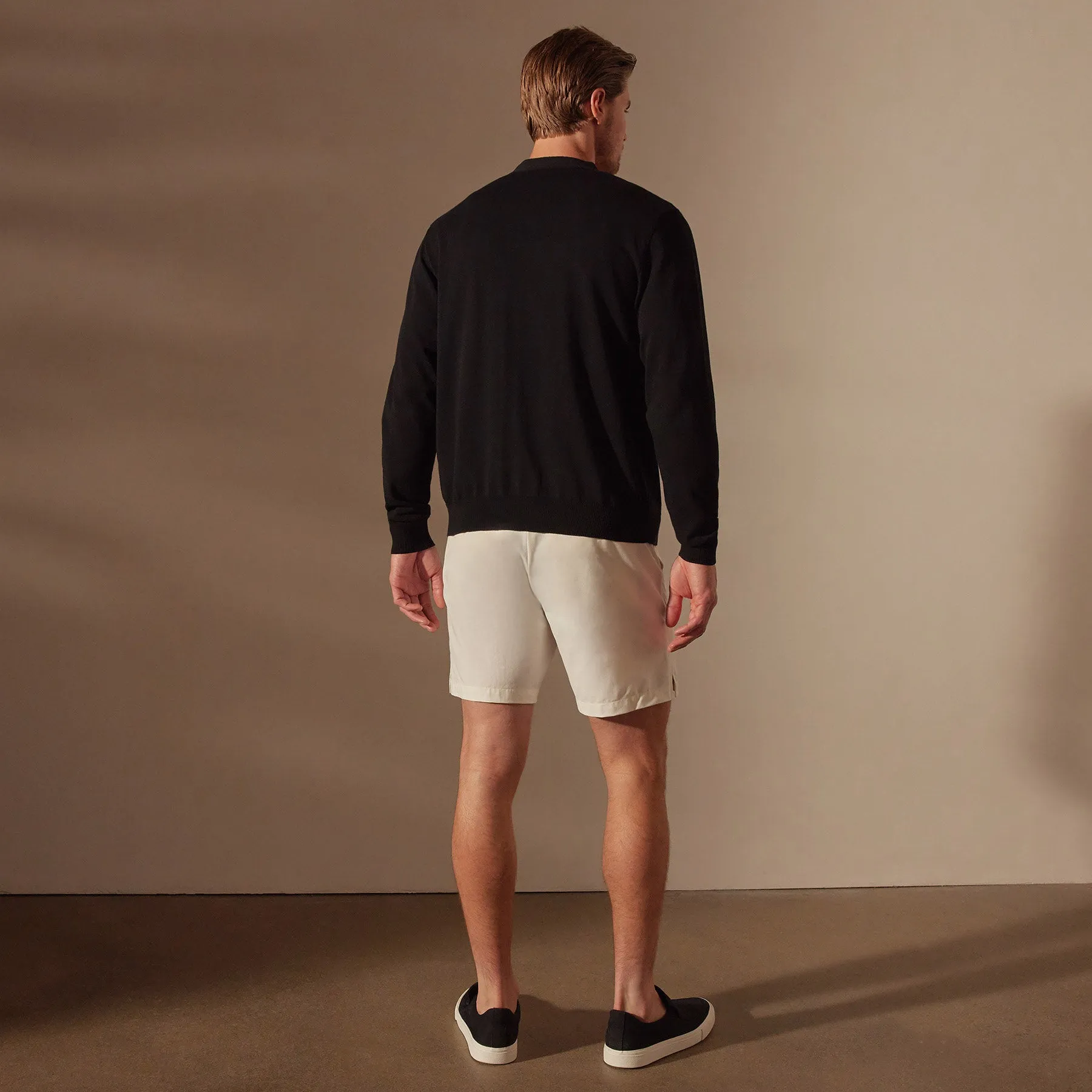 Stretch Cotton Cardigan - Black