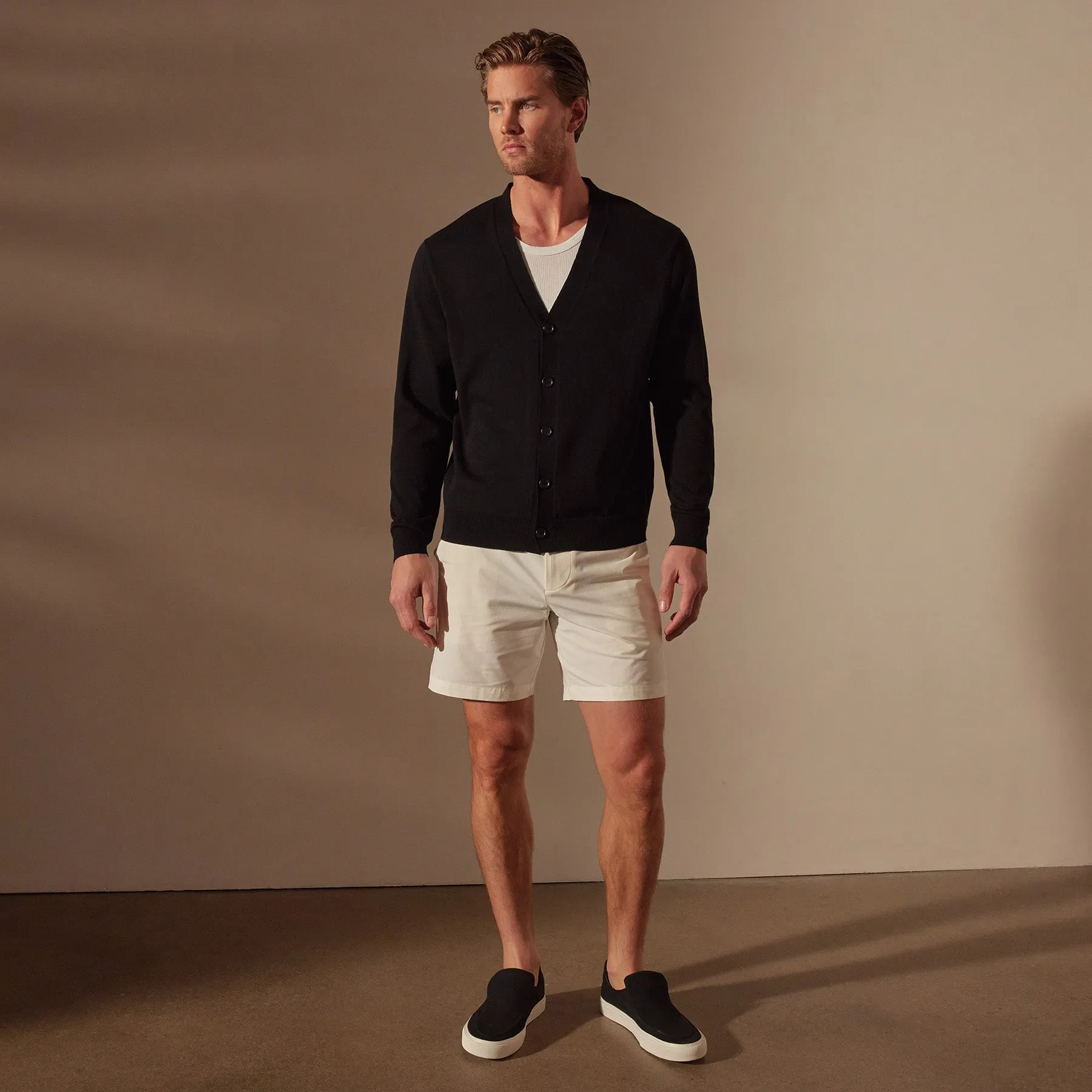 Stretch Cotton Cardigan - Black