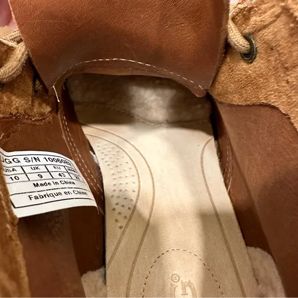 UGG suede brown leather chukka boot short lace up sheepskin shearling winter tan