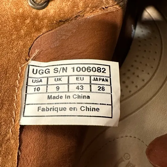 UGG suede brown leather chukka boot short lace up sheepskin shearling winter tan