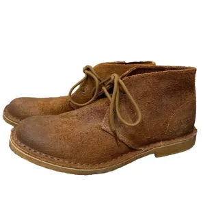 UGG suede brown leather chukka boot short lace up sheepskin shearling winter tan