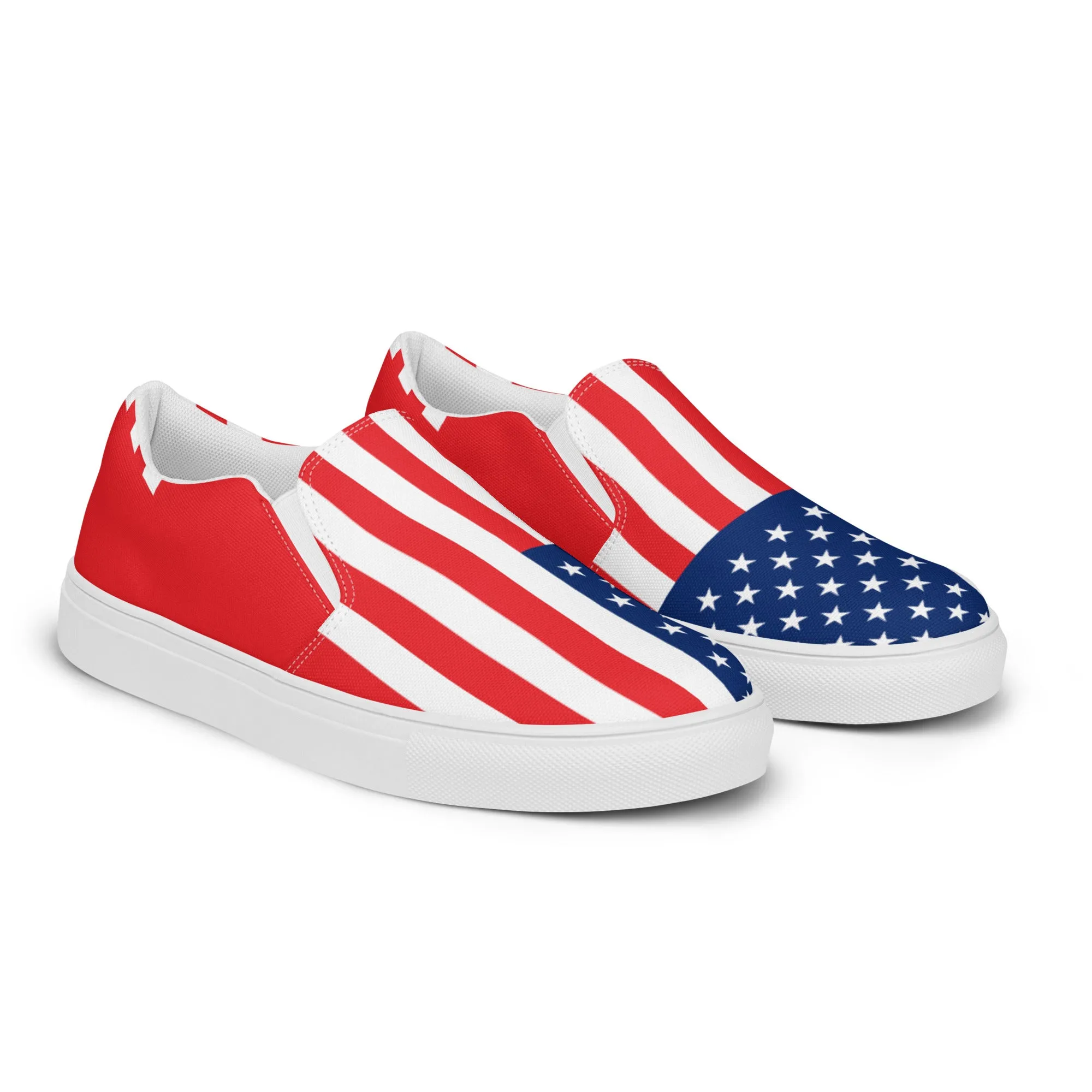 U.S.A Flag - Sustainably Made Women’s slip-on canvas shoes