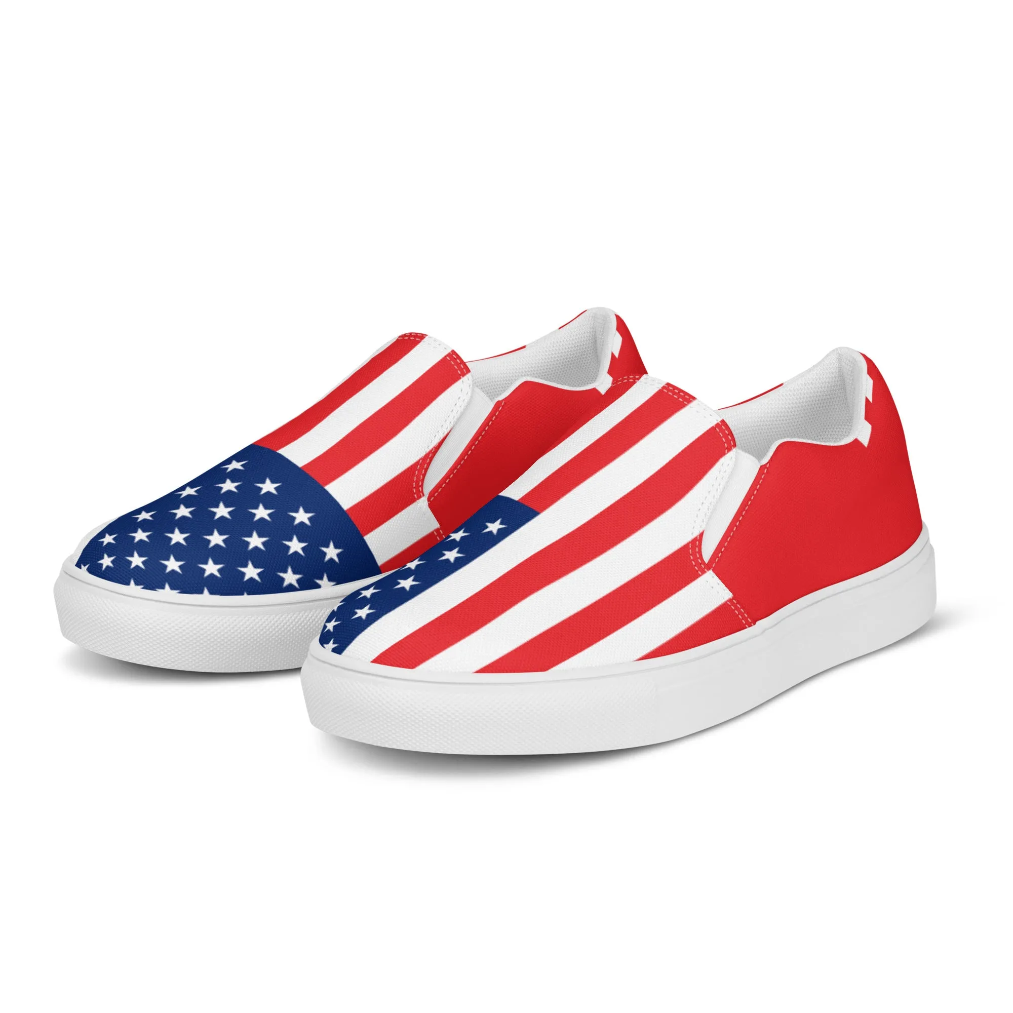 U.S.A Flag - Sustainably Made Women’s slip-on canvas shoes