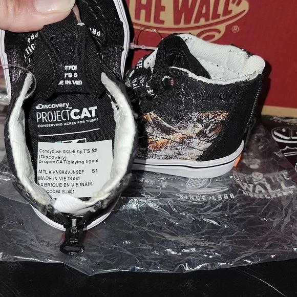 VANS Sk8-Hi Zip ProjectCAT Protect Tigers Discovery Rare ComfyCush Shoes Size 5