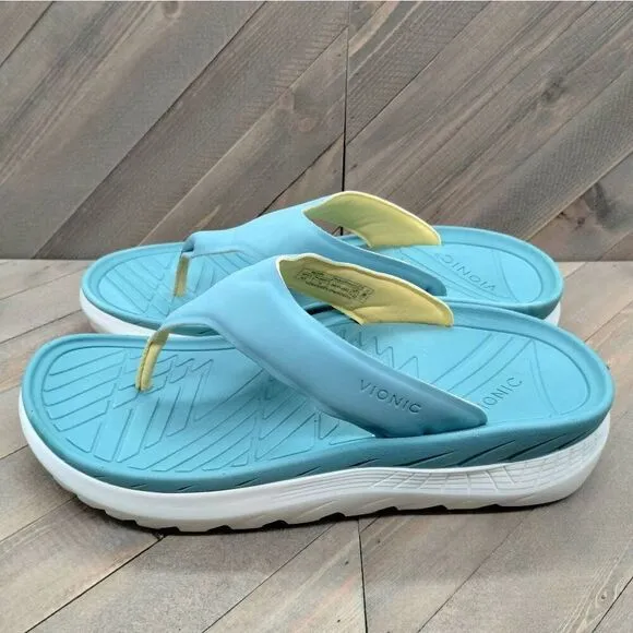 Vionic Rejuvenate Recovery‎ Sandals Mens Size 10.5 Green White Comfort Cushioned