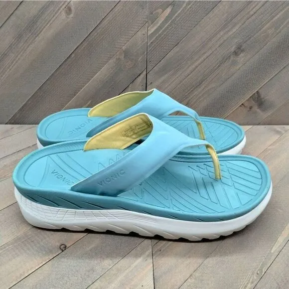Vionic Rejuvenate Recovery‎ Sandals Mens Size 10.5 Green White Comfort Cushioned