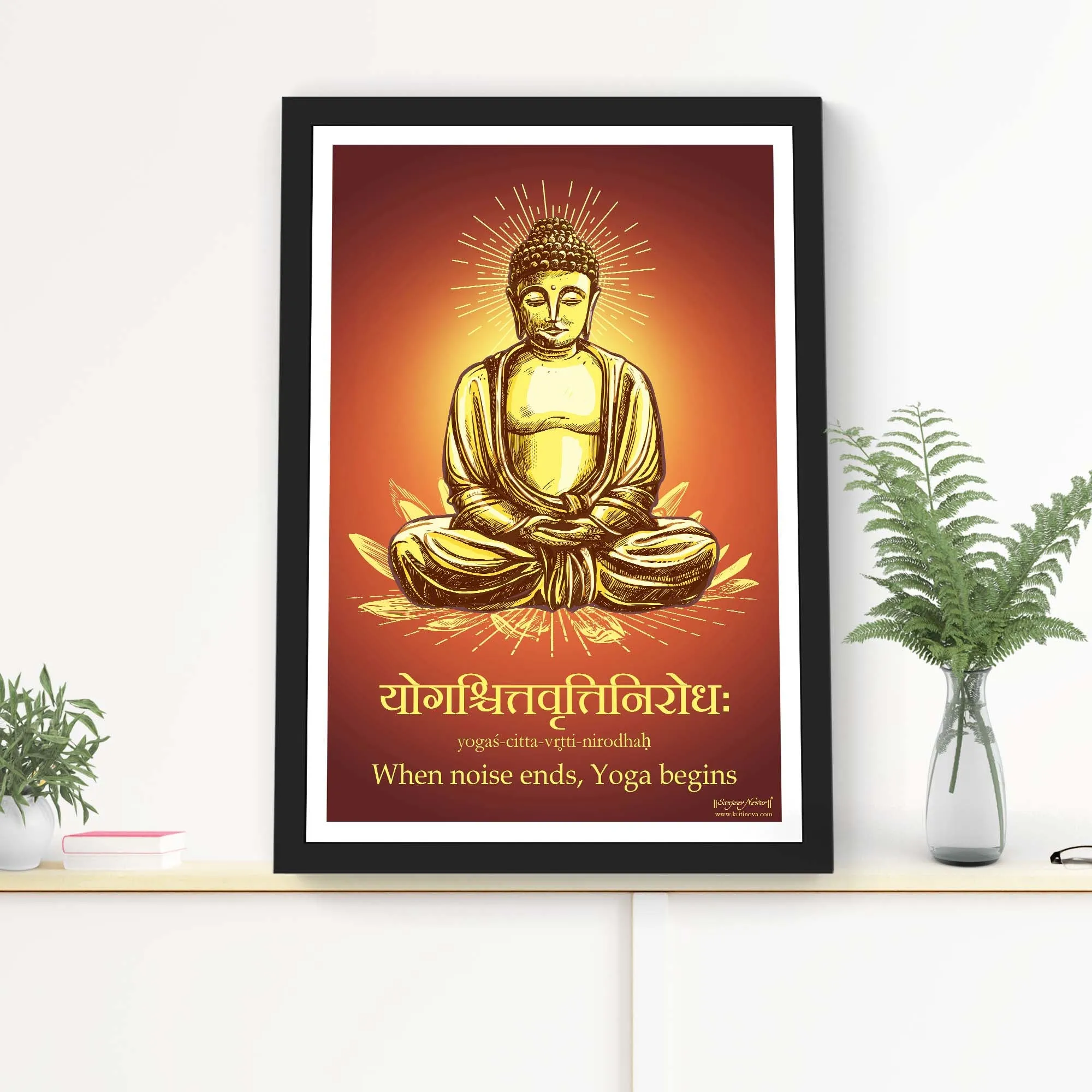 What is Yoga, Lord Buddha, Buddha Wall Art, Sanskrit Art Print, Yoga Poster, Patanjali, Yoga Studio Decor, Sanskrit Mantra, Sanskrit Poster