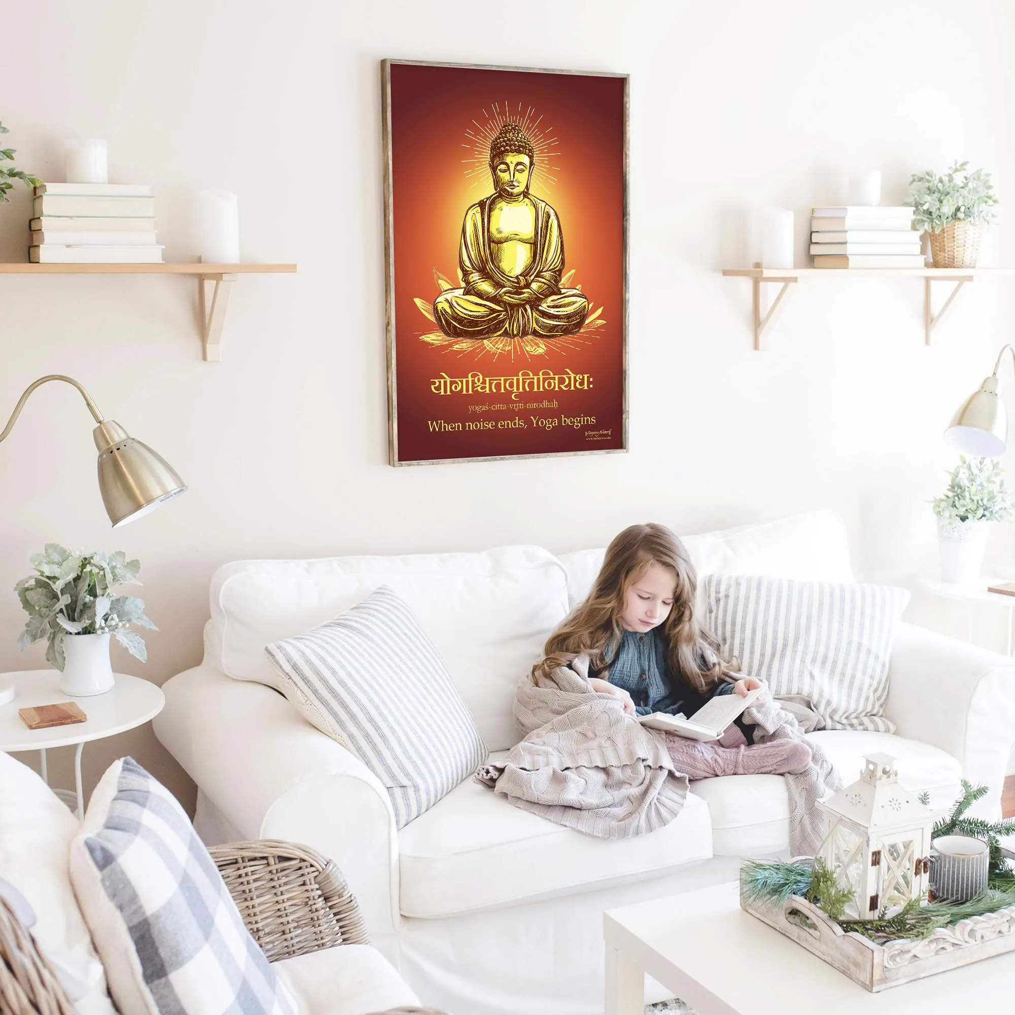 What is Yoga, Lord Buddha, Buddha Wall Art, Sanskrit Art Print, Yoga Poster, Patanjali, Yoga Studio Decor, Sanskrit Mantra, Sanskrit Poster