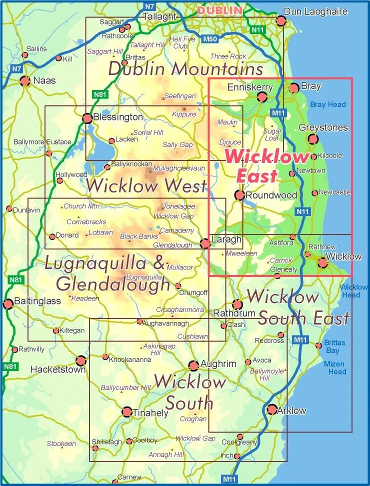 WICKLOW EAST 1:25,000 SCALE MAP - WATERPROOF AND NON-WATERPROOF