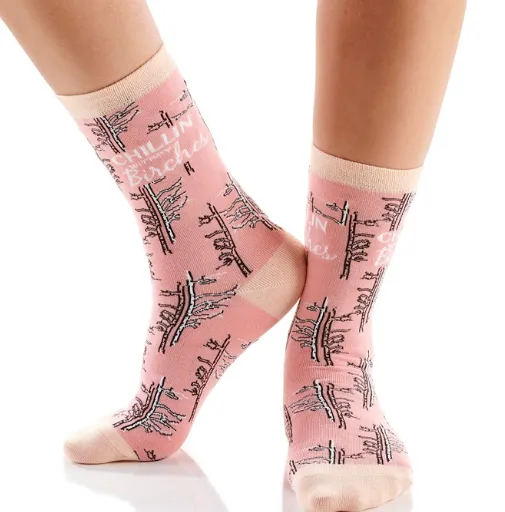 Women's Crew Sock, Chill n Birches