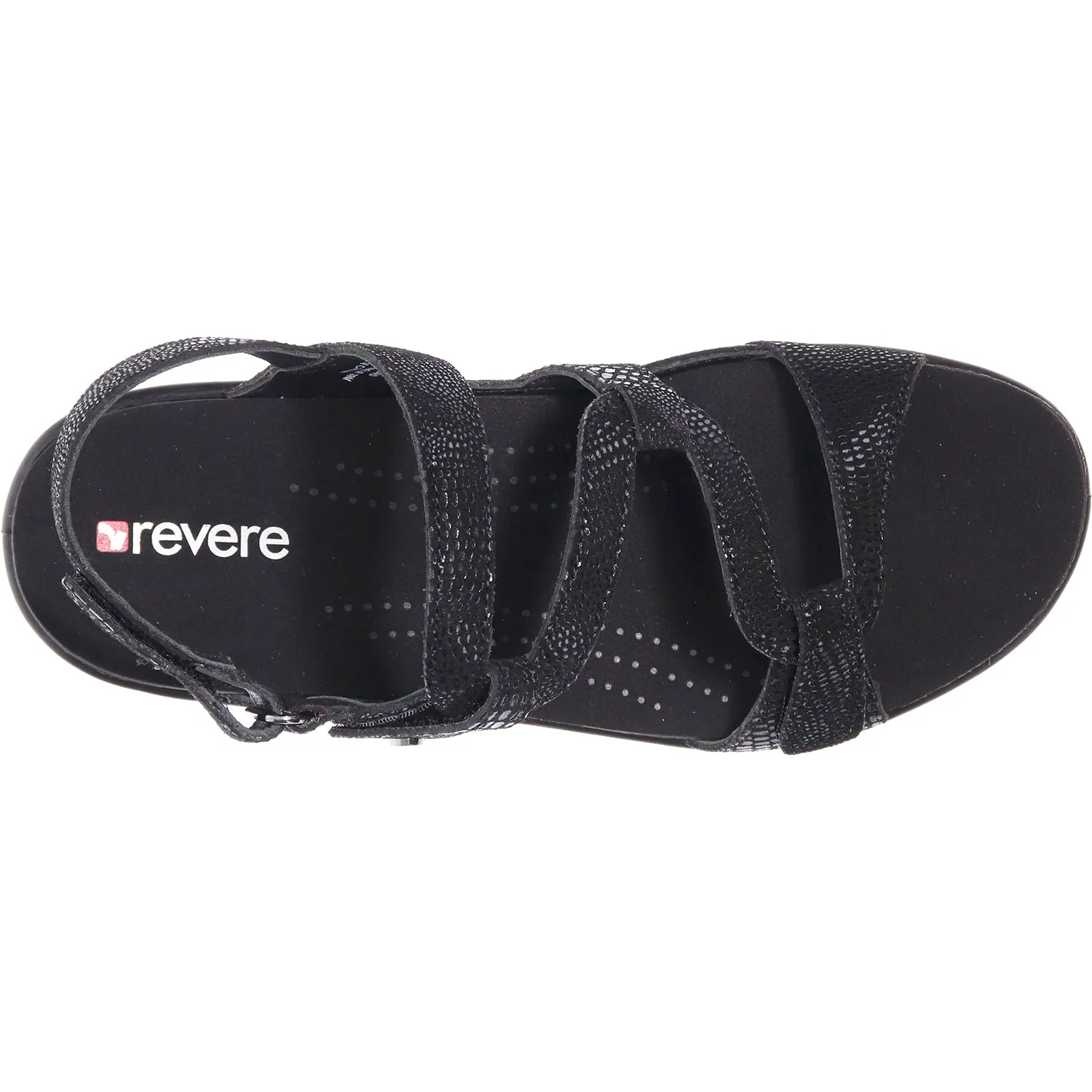 Women's Revere Emerald Black Lizard Leather