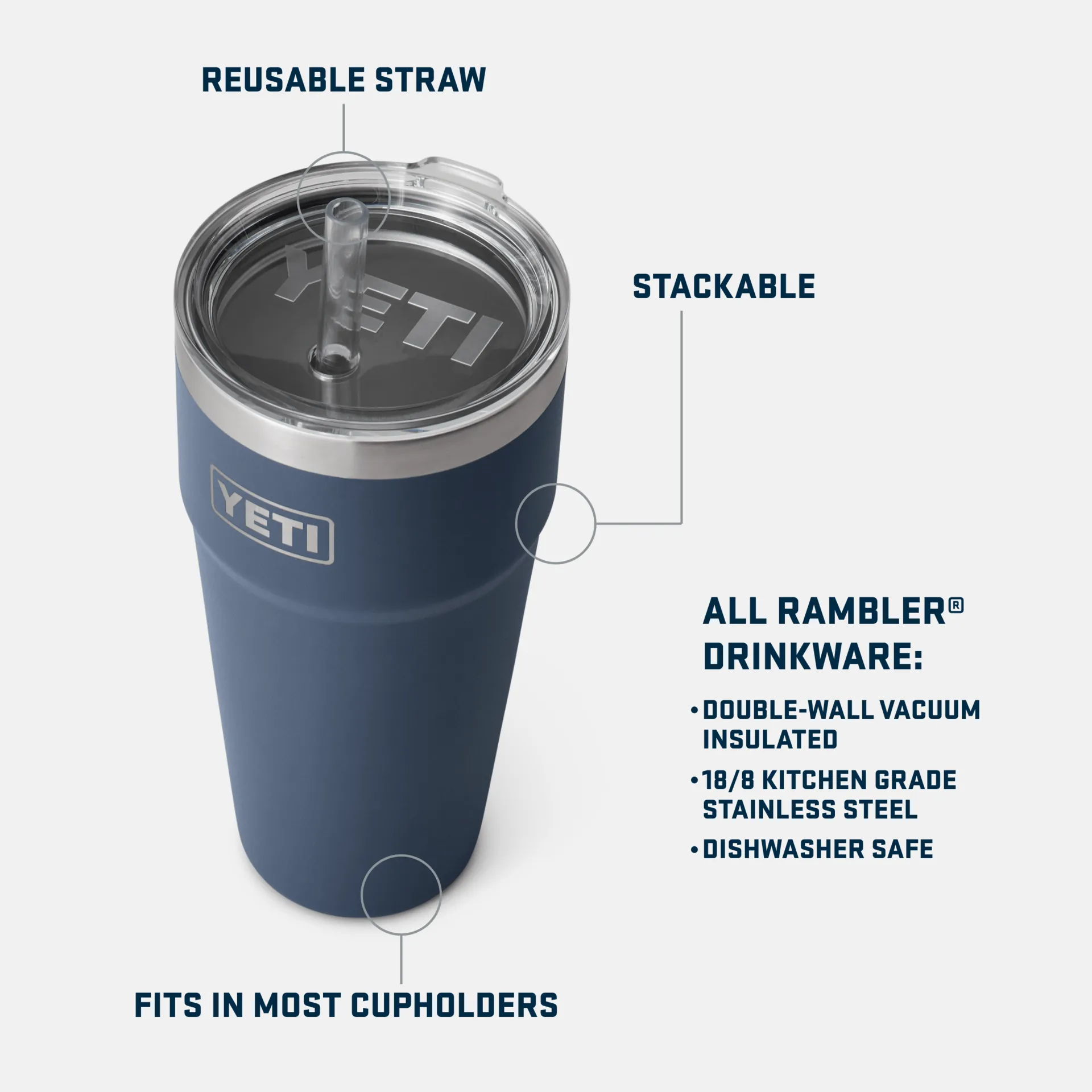 YETI Rambler 26oz Straw Cup