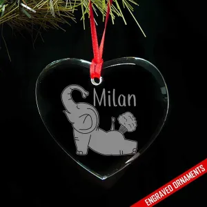 Yoga Elephant CUSTOM Engraved Glass Ornament