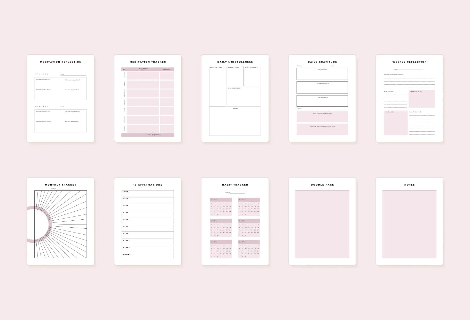 Yoga Printable and Editable Journal Canva Template