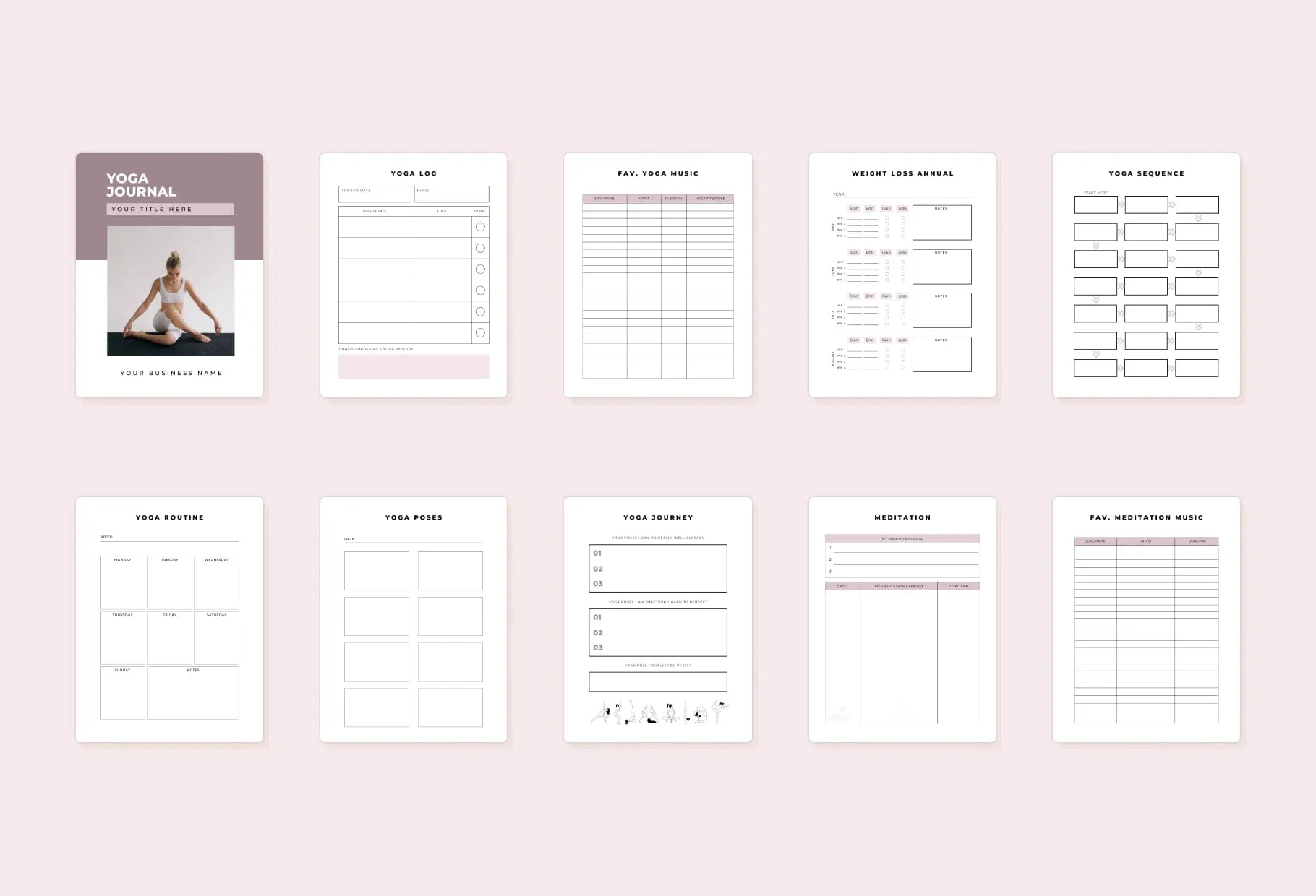 Yoga Printable and Editable Journal Canva Template