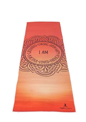 YogAffirmations - Toalla para esterilla de yoga de calidad premium, antideslizante, puntos de silicona, microfibra ultra suave, absorbe el sudor – ideal para yoga caliente, pilates, meditación – Tamaño perfecto 24.0 x 72.0 in, Amarillo