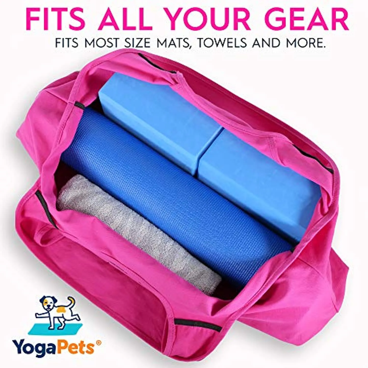YogaPets - Bolsa de mano para esterilla de yoga con correa y bolsillo lateral, se adapta a la mayoría de tamaños (sanidad)