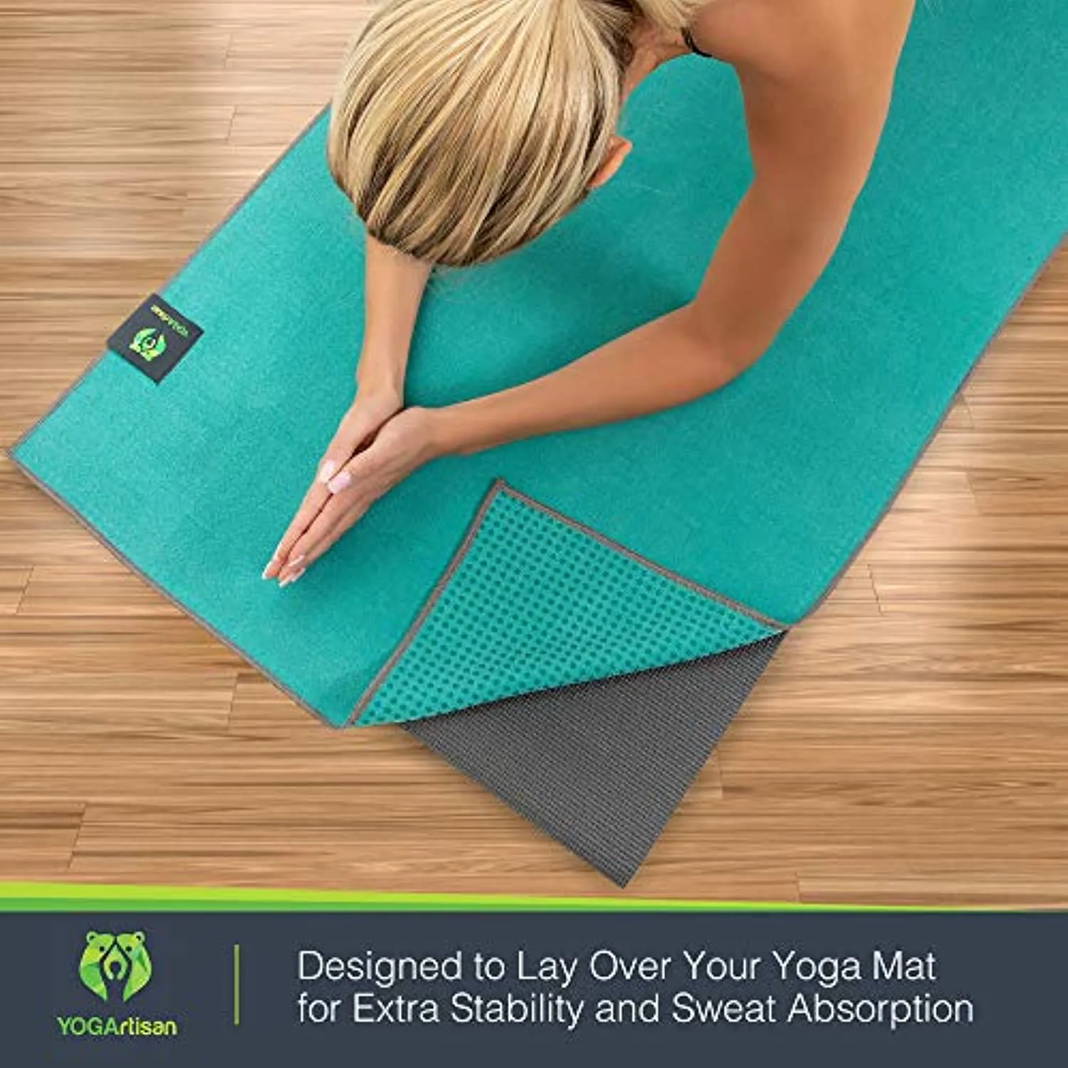 YOGArtisan - Toalla de yoga caliente, microfibra antideslizante, toallitas de fitness, ultra absorbentes, secado rápido, fundas para colchoneta para estirar, meditación y Bikram