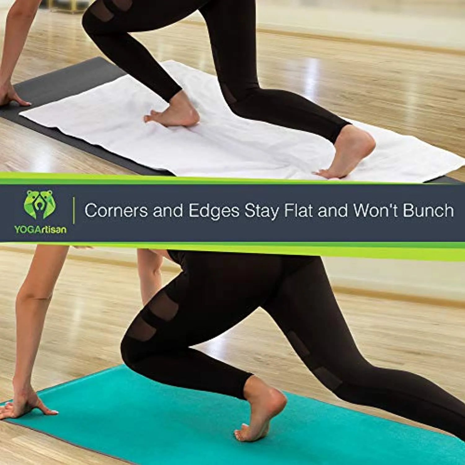 YOGArtisan - Toalla de yoga caliente, microfibra antideslizante, toallitas de fitness, ultra absorbentes, secado rápido, fundas para colchoneta para estirar, meditación y Bikram