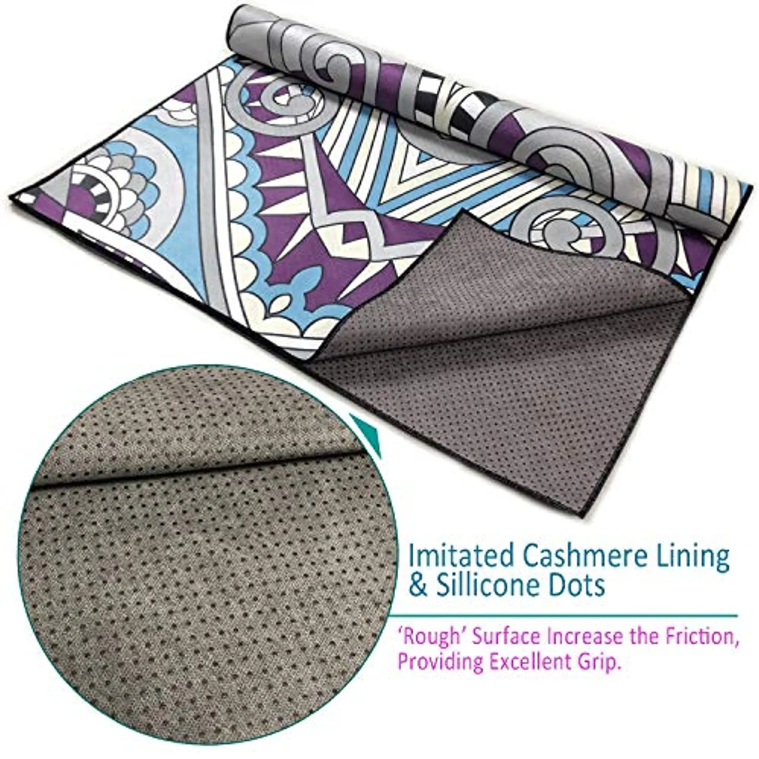 zapita - Alfombrilla antideslizante para yoga (doble capa, material compuesto y puntos de silicona), evita que se deslice, alfombrilla de viaje plegable para yoga caliente, bikram, vinyasa, ejercicios de suelo